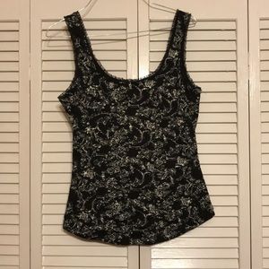 Black and white floral tank
